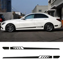 메르세데스 벤츠 W205 W203 W204 C 클래스 자동차 액세서리, 자동차 허리 사이드 스커트 장식 스티커 데칼 비닐, 2 개/묶음