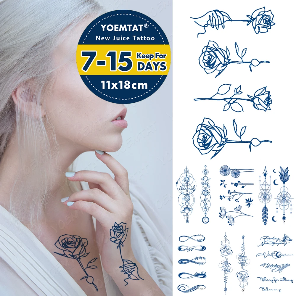 

Sexy Rose Flowers Semi-Permanent Waterproof Temporary Tattoo Stickers Body Art Juice Lasting Ink Herbal Tattoos Women Men Wrist