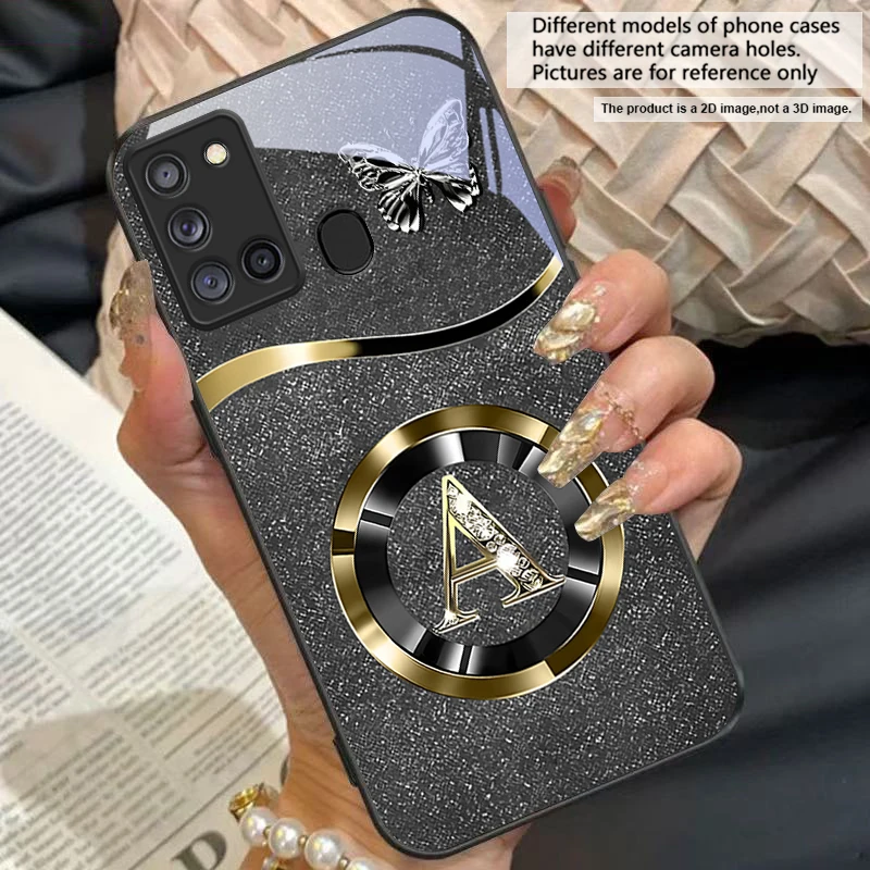 Gold Letter A Badge Glass Phone Case