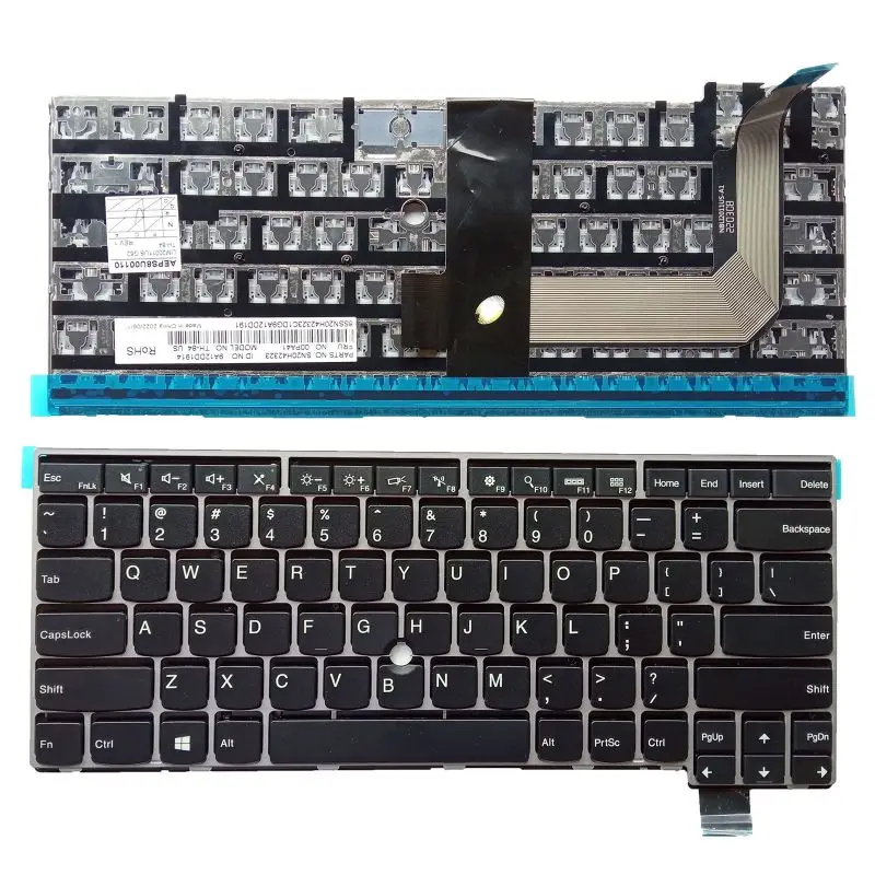 

Сменная клавиатура US для lenovo IBM Thinkpad T460S T470S 01YR046, Серебристая Рамка, без подсветки, без точки