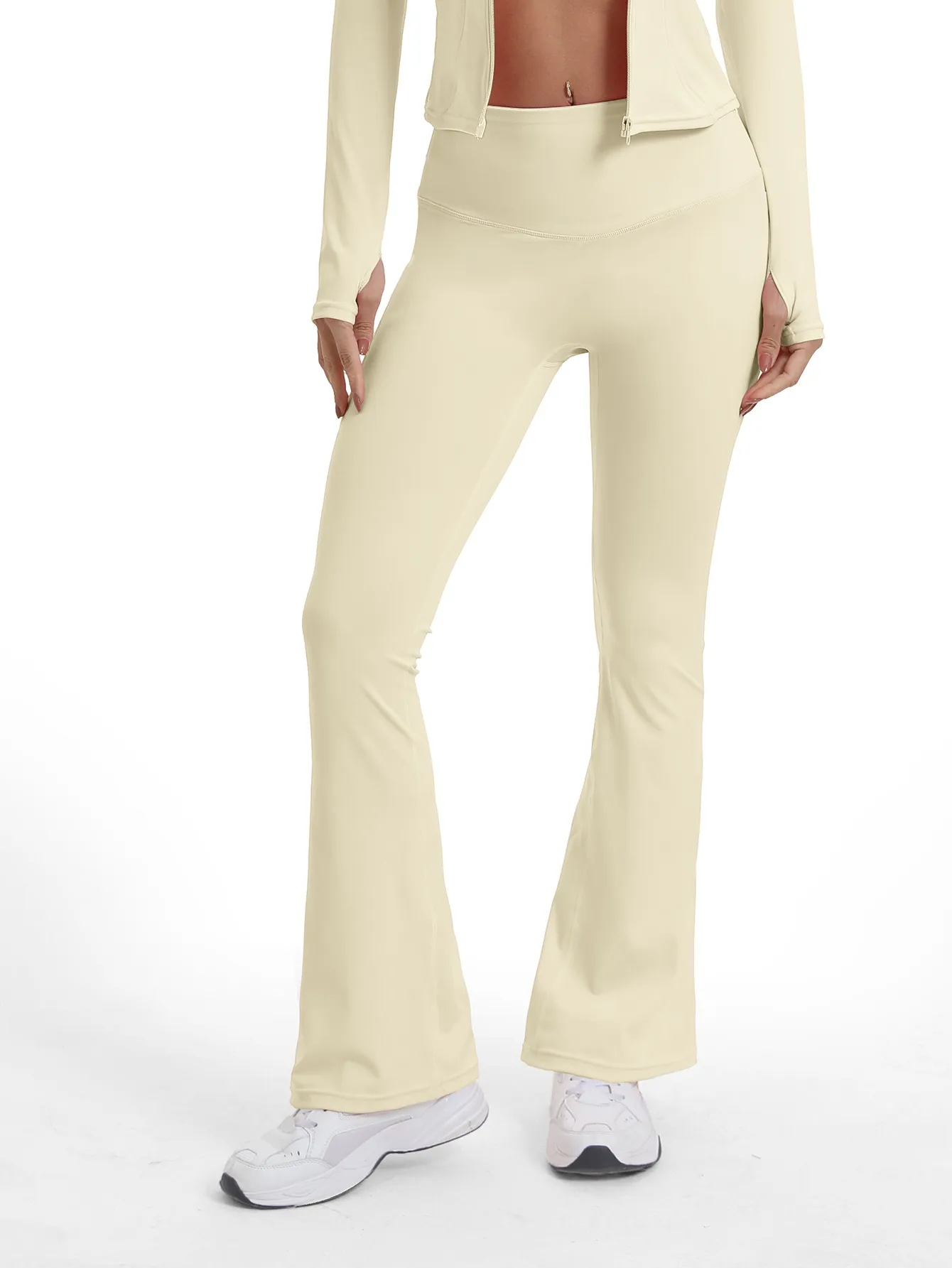 Women's Bell-bottom Yoga Leggings With Pockets Tummy Control High Waist Workout Pants Gym Running 5