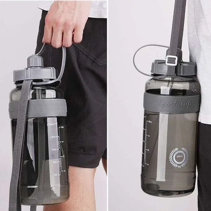 1L 2L 1.5 Liter Sport Plastic Water Drinking Bottle 1000ml BPA Free Sport Drinking Bottle with Straw Strap