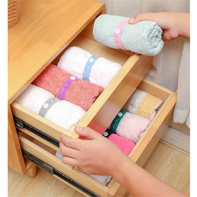 50pcs Clothes Storag Straps Lazy Folding Clothes Artifact Organizer For Wardrobe Bra Socks Storage Roll Elastic Band Cabinets 4
