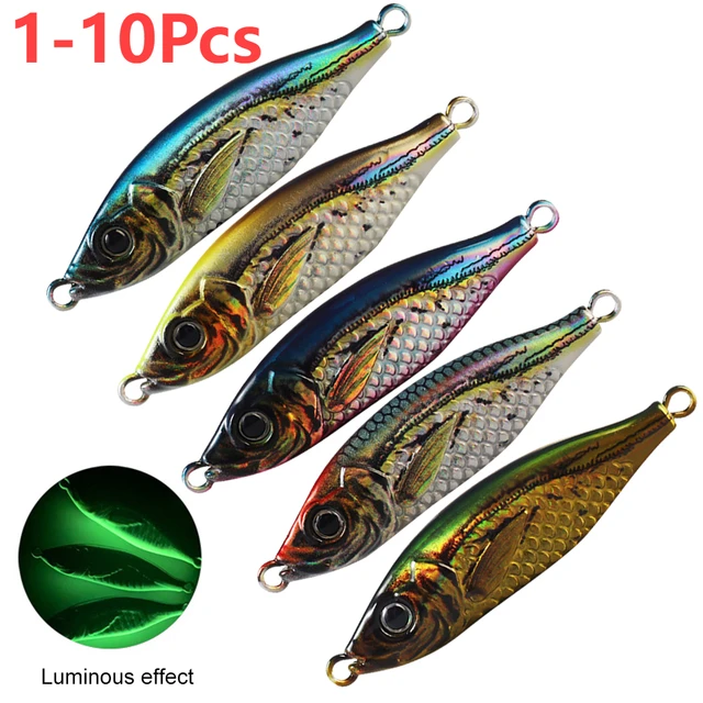 1-10Pcs 60g Boat Fishing Lures 3D Print Casting Jig Luminous Metal Jig  Spoon Lure Fishing Accessories for Fishing Tackle Lures - AliExpress