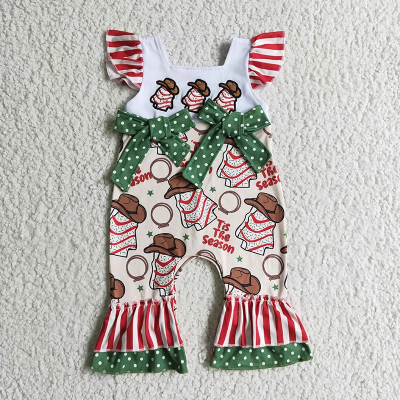 

Baby Girl Embroidery Cake Tree Tis The Season Toddler Christmas Romper Newborn Infant Children Snap Button Kids Cotton Jumpsuit