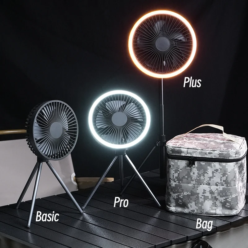 10000mAh Camping Fan Rechargeable Desktop Portable Air Circulator Wireless Ceiling Electric Fan with Power Bank LED Lighting 2