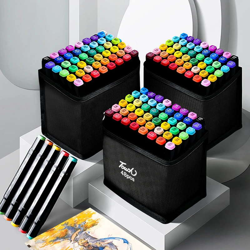 24-168 Colors Double Headed Marker Pen Oily Set Professional Art Painting Sketching Drawing Graffiti Students School Supplies - Image 6