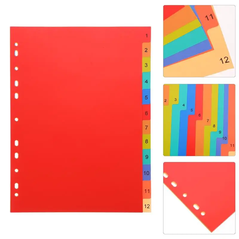 A4/11 Hole Index Page Plastic Binder Divider Colored Loose-Leaf Page Marker Classification Binder Divider Notepad Marker