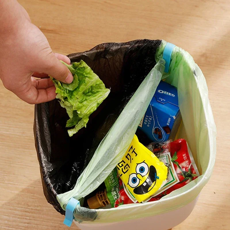 2-12Pcs Trash Bag Fixed Clip Garbage Bin Waste Basket Anti-Slip Holder Clamp Snack Bag Sealing Clips Kitchen Storage Gadgets
