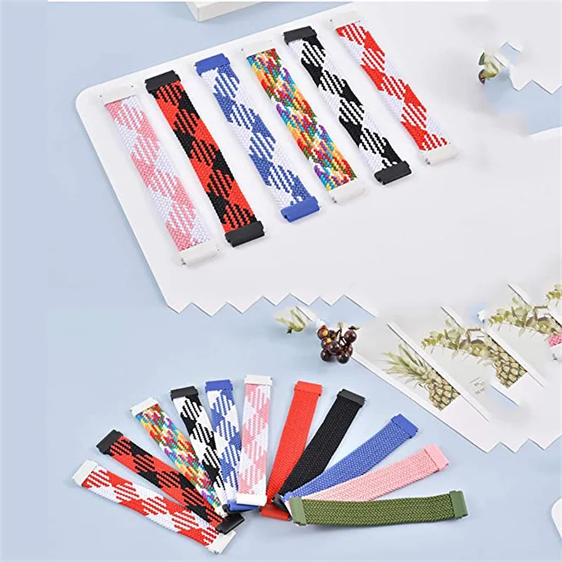 Braided Solo Loop Strap, 22mm Stretchable Elastic Woven Bracelet Band Replacement