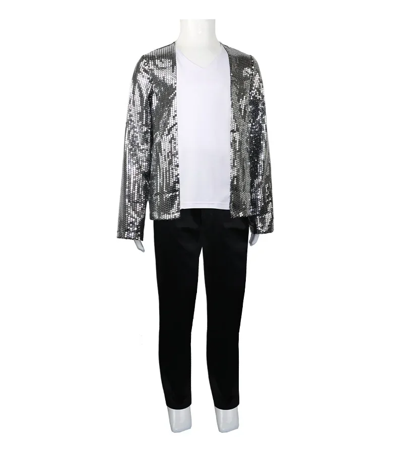 Michael Jackson Dance Black Sequined Suit Performance Show Costume for Kids Adults Jacket Pants At Gloves Glasses Socks Costumes