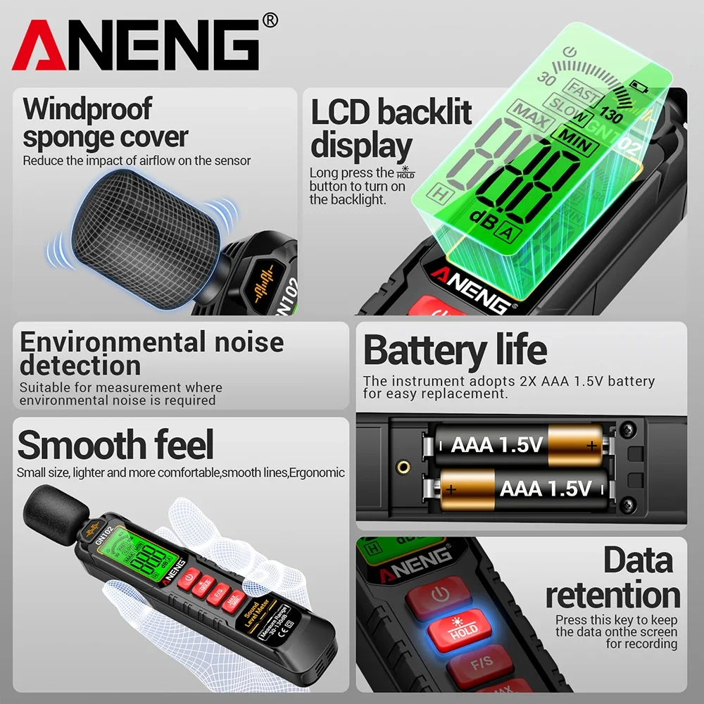 Sound Level Meter Digital Portable 30-130dB
