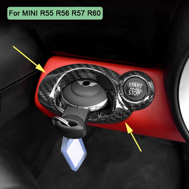 Carbon Fiber Engine Start Stop Key Panel Cover Trim Key Hole Sticker ...