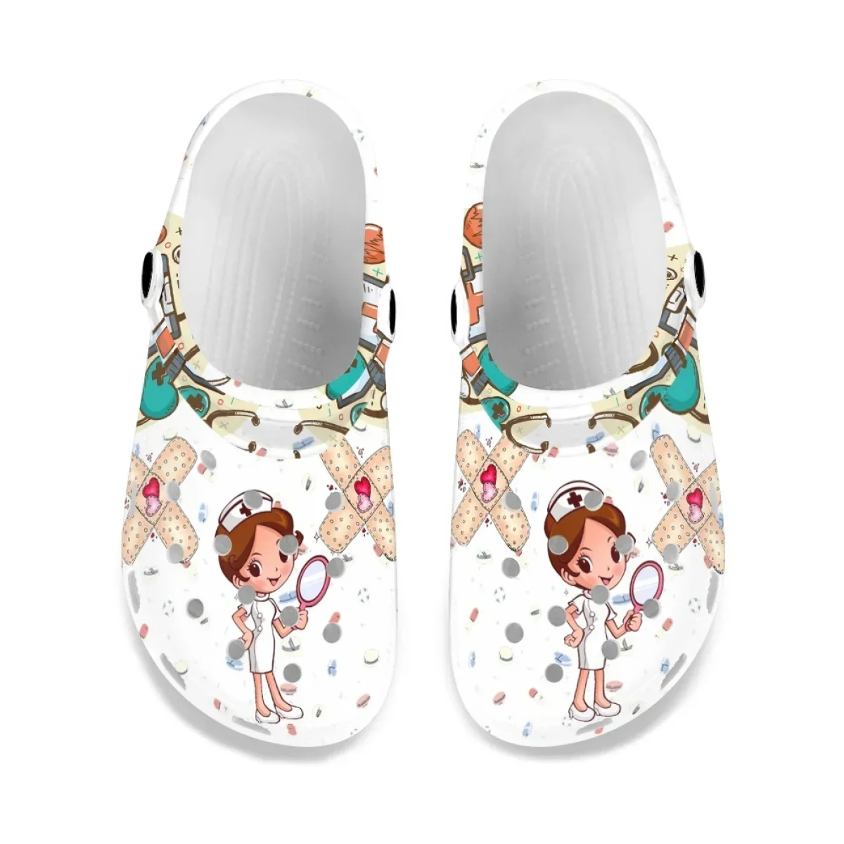 Beach Slippers Casual Unisex Hole Shoes For Women Nursing Flats Hospital Medical Care Pattern Indoor Work Sandals