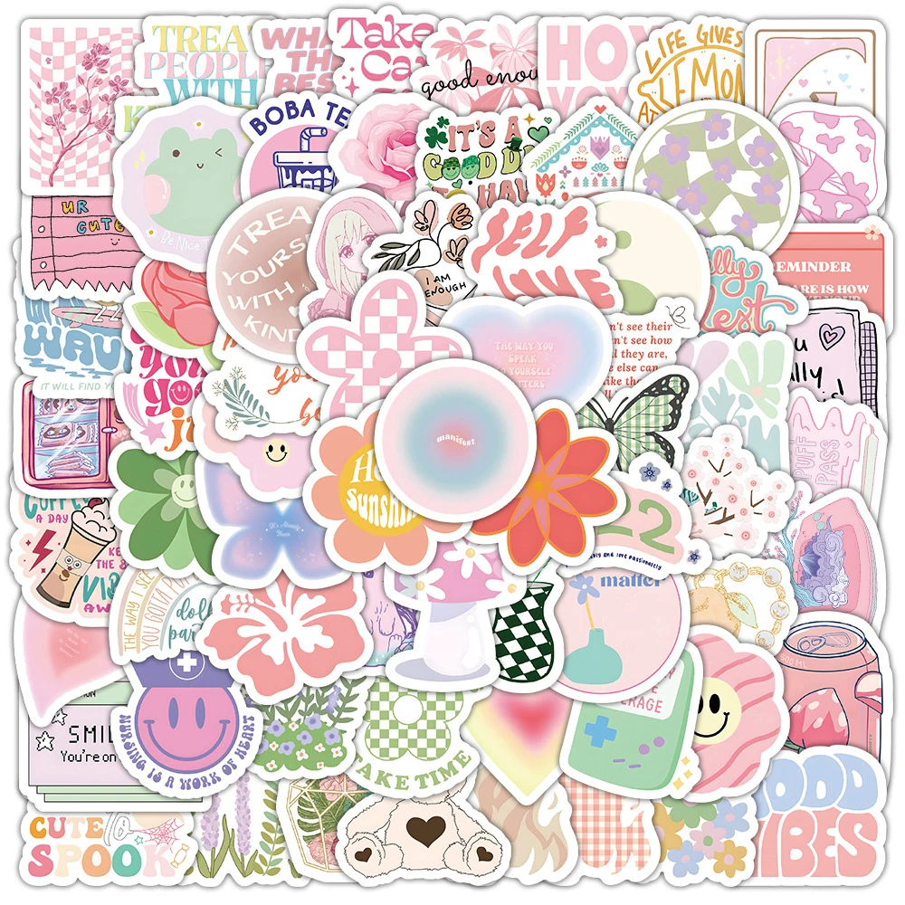 10/30/50/100pcs Cartoon Pink Danish Past Ins Graffiti Stickers Laptop Suitcase Phone Water Bottle Aesthetic Sticker Kids Toys