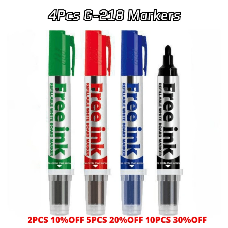 4 Pcs G218 Erasable Whiteboard Markers, School Supplies,can Be Used