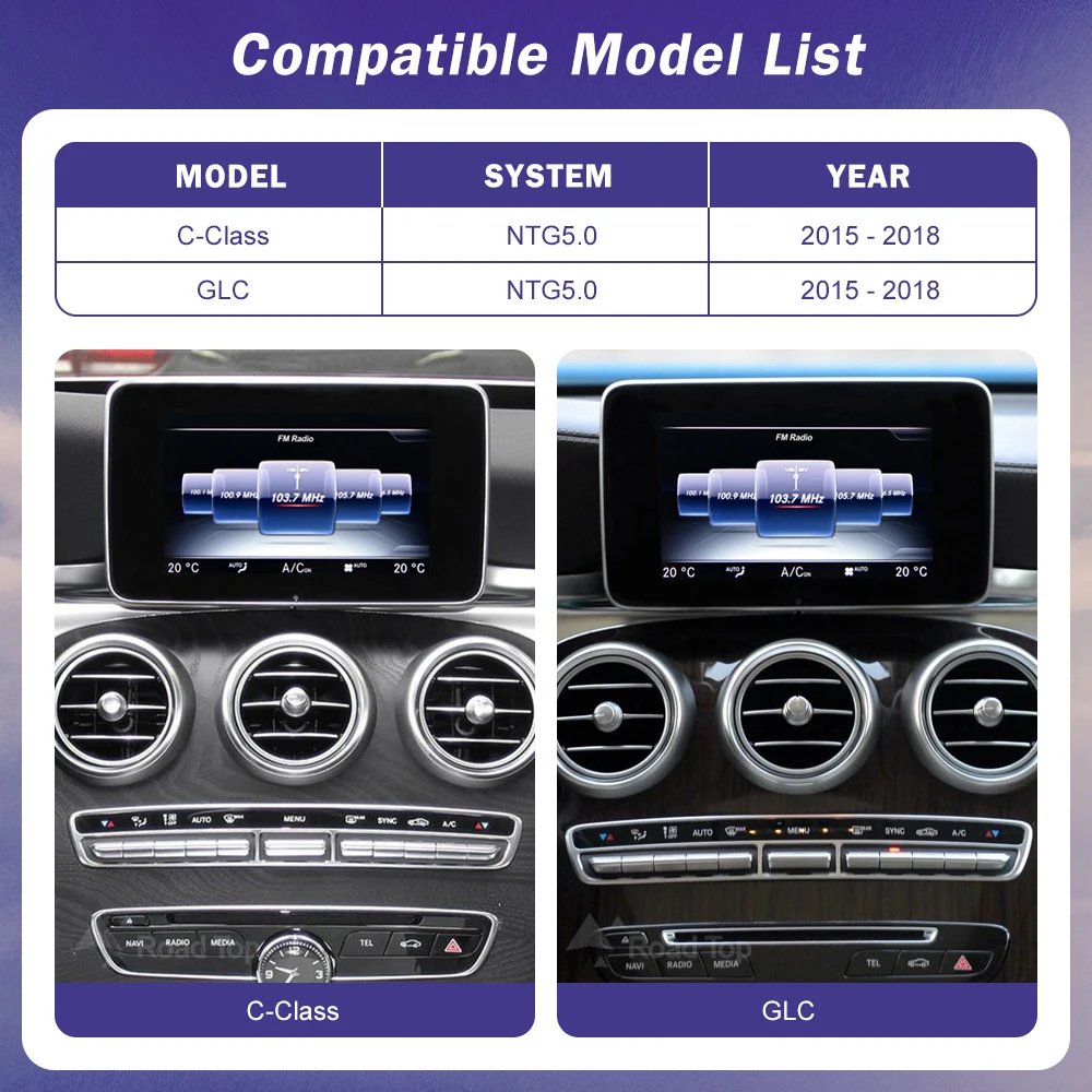 Road Top Wireless Carplay & Android Auto Per Mercedes Classe C W205 E GLC 2015-2018 - Scatola Decodificatrice NTG5 Con Mirrorlink E Ingresso Video - 3