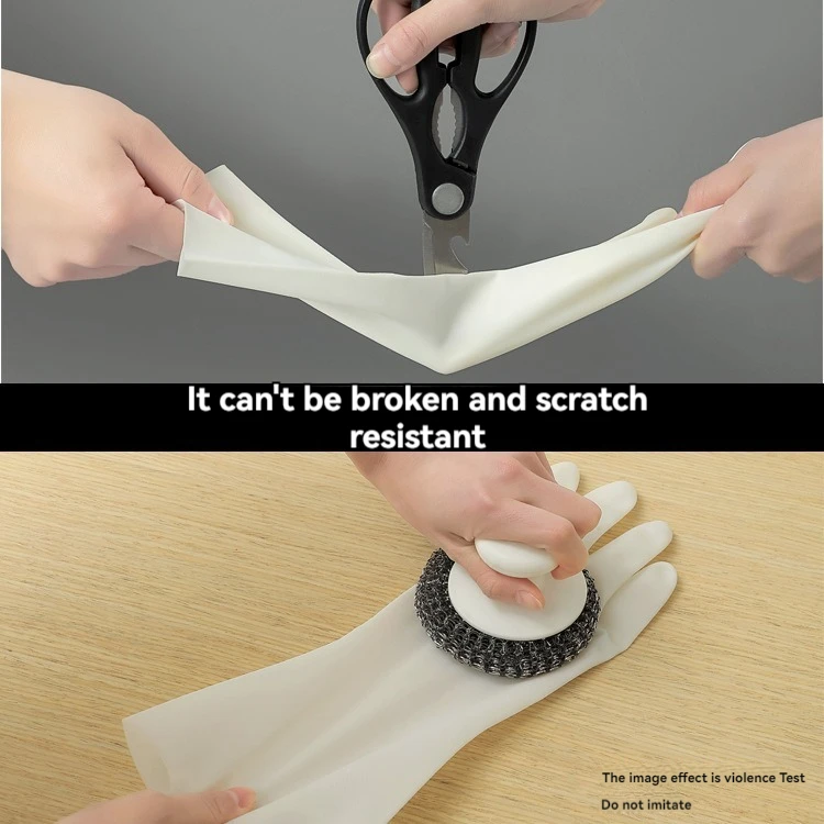 White Nitrile Gloves Extended And Durable Gloves For Kitchen Washing Waterproof Household Cleaning Tools Home Accessories