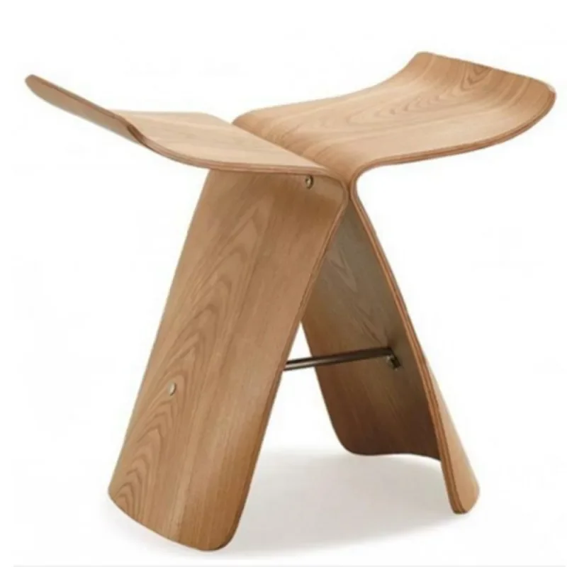 

Creative Wood Butterfly Stool Solid Wood Foot Stool Home Adult European Curved Wooden Bench Living Room Walnut Shoe Bench