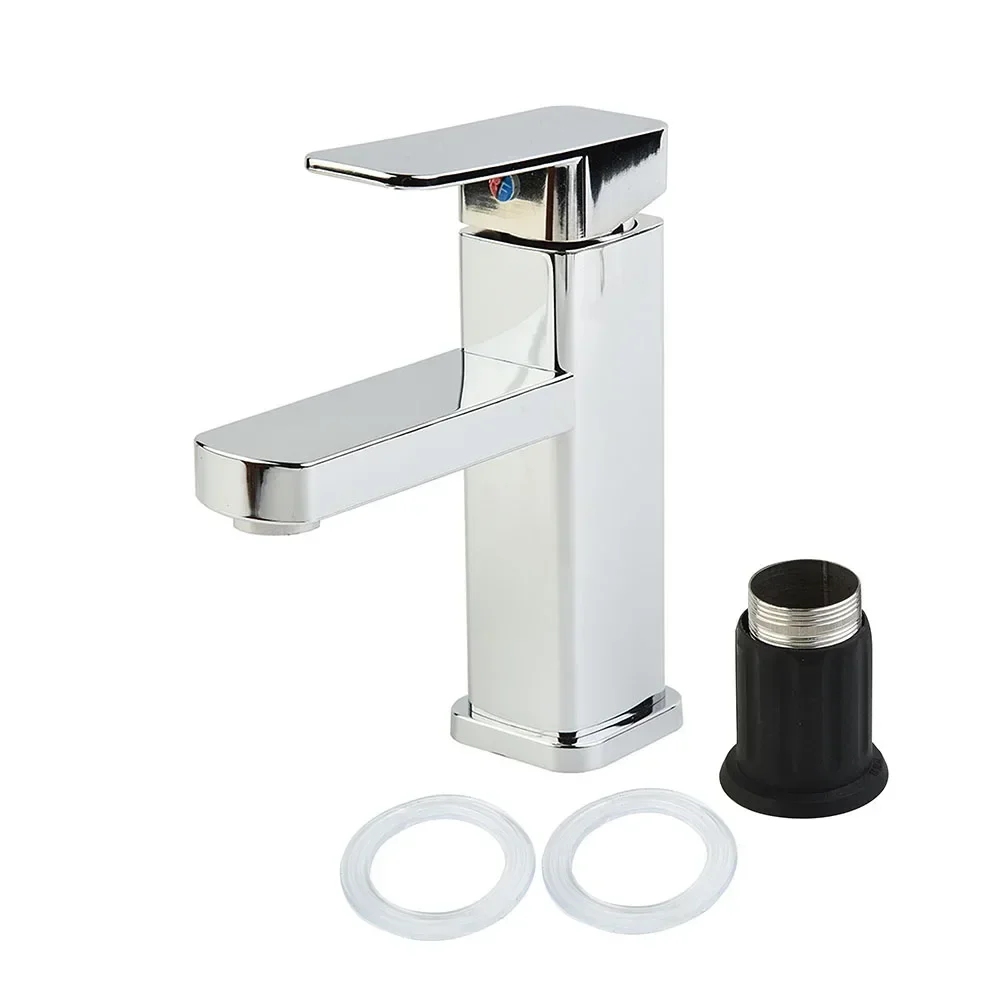 Sitting And Standing Mono Basin Tap Faucet Bathroom Bath Copper With Chrome Plating Electroplating Mixer Square 5