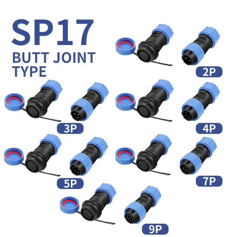 

T&I SP17 Docking Male And Female Plug Socket Waterproof IP68 Aviation Plug Socket Connector 2/3/4/5/7/9Pin
