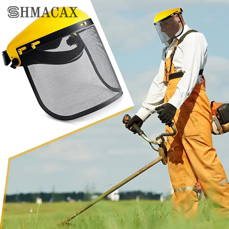 1PCS Stainless Steel Garden Grass Trimmer Safety Helmet Hat With Full Face Mesh Splash Proof Face Screen Protective Mask
