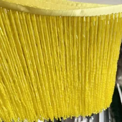 Elegant Grey Blue Tube Tassel Lace Trim with Beaded Embellishments - 15CM Wide for Wedding and Evening Dresses (Golden Yellow  15CM)