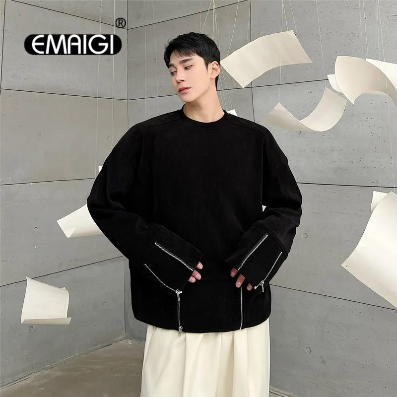 

Men Corduroy Zipper Streetwear Fashion Vintage Loose Casual Pullover Sweatshirts Man Women Net Celebrity Hoodie Sweatshirts Tops