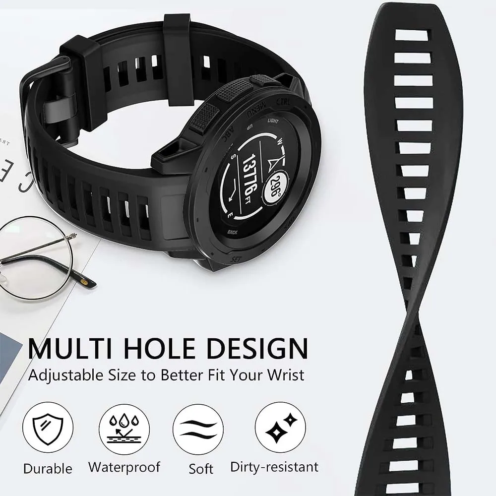 부드러운 실리콘 시계 스트랩이 포함된 Garmin Instinct용 밴드 - Instinct 2/Solar/Tactical/Instinct 1과 호환 가능