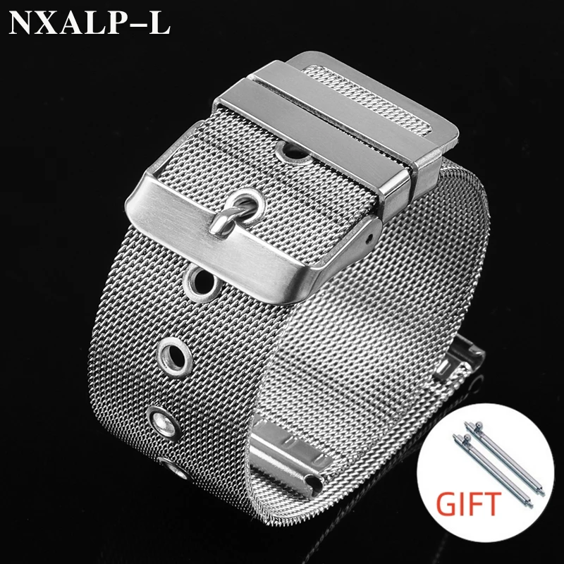 Elegant Mesh Milanese Stainless Steel Watchband - Quick Release in Black & Rose Gold