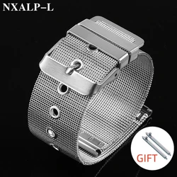 Elegant Mesh Milanese Stainless Steel Watchband - Quick Release in Black & Rose Gold - 18mm (Silver)