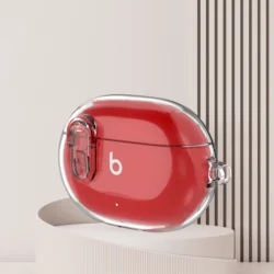 Shockproof Transparent Earphone Cover with Keychain Hook (Transparent White)