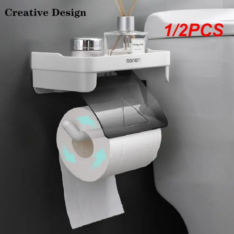 

1/2PCS Wall Mount Toilet Paper Holder Bathroom Tissue Accessories Rack Holders Self Adhesive Punch Free Kitchen Roll Paper