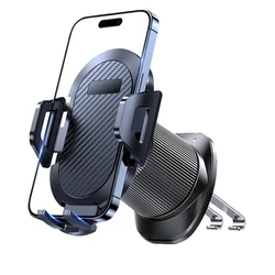 Enhanced Car Phone Holder with Metal Hook Clip (Black)