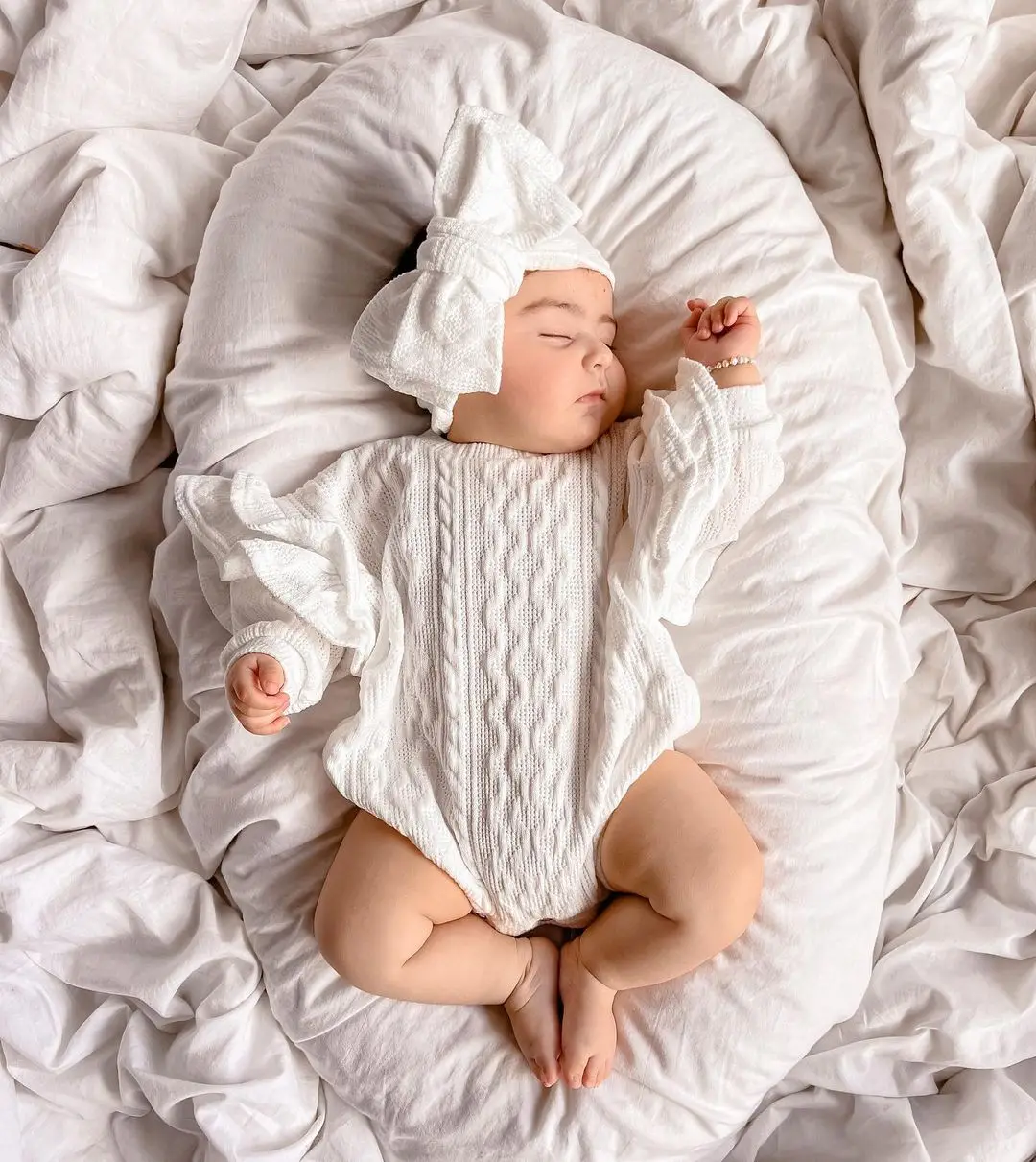 Autumn Winter Infant Baby Girls Boys Bodysuits Solid Color Knitted