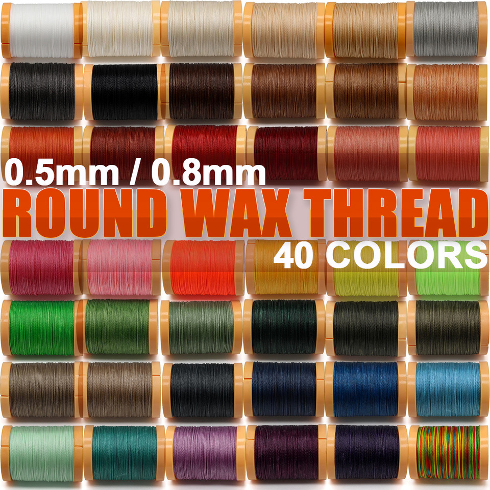 0.5mm 0.8mm Round Wax Thread Polyester Cord for Sewing Leather Waxed Stitching Thread DIY Bracelets Necklace Jewelry Making