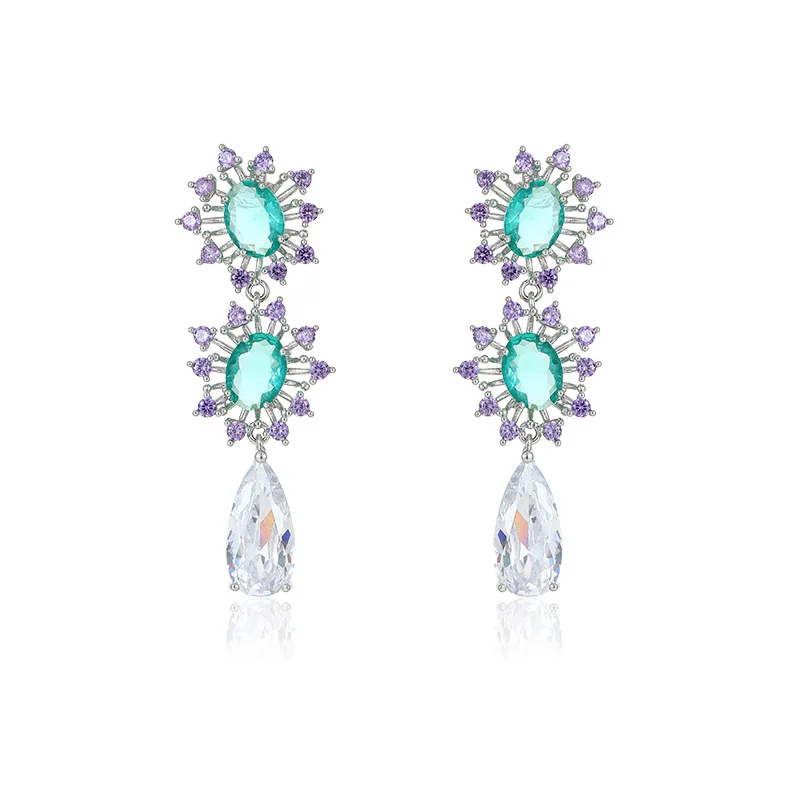 French Retro Design Statement Wedding Party Stone Water Drop Earrings 925 Silver Needle Luxury Brand Dangle Jewelry