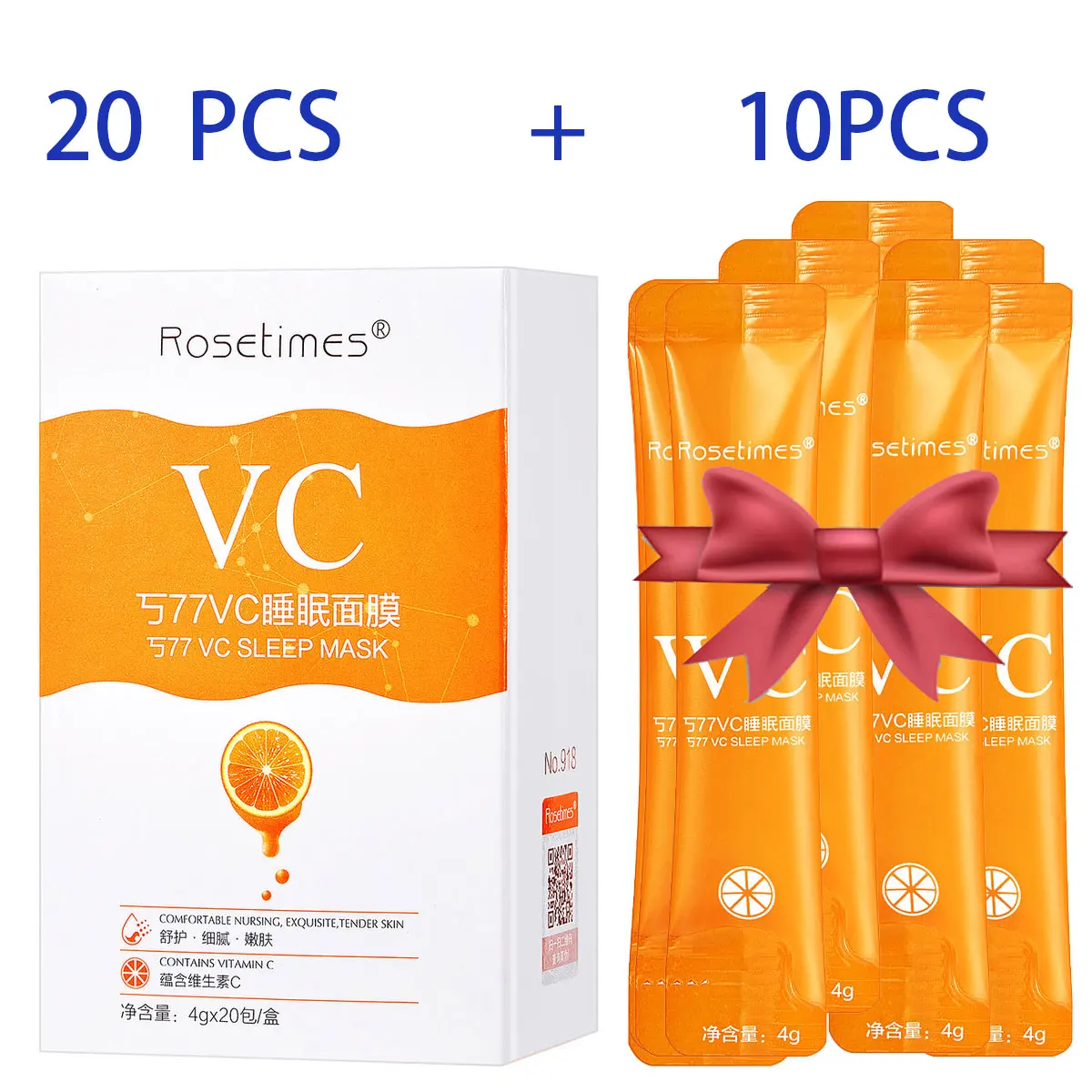 

Vitamin C Face Mask VC Sleeping Mask Whole Face Whitening Moisturizing 30Pcs Facial Mask Skin Care