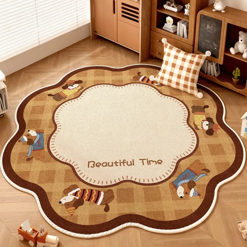 Special-shaped Living Room Carpet Large Area Brown Maillard Bedroom Bedside Rugs Cartoon Creative Cloakroom Floor Mats Alfombra