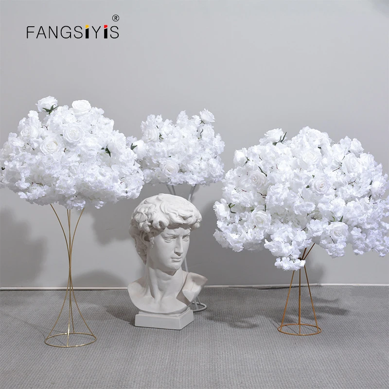 

40/50/60/70/80CM Luxury White Cherry Blossom Wedding Table Centerpiece Ball Floral Arrangement Banquet Event Party Floor Flowers
