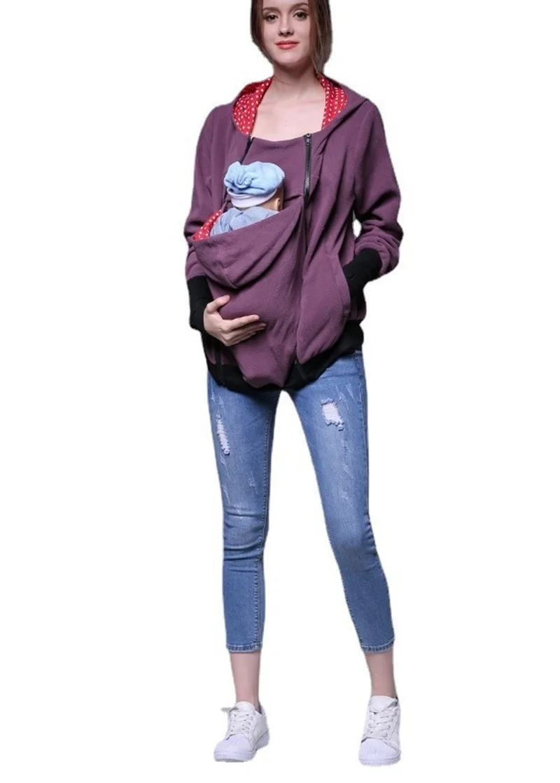 Hooded Mom Baby Carrier Jacket Coat Maternity Clothes Autumn Winter Kangaroo Carry Baby Hoodies Warm Thick Sweatshirts Outwear