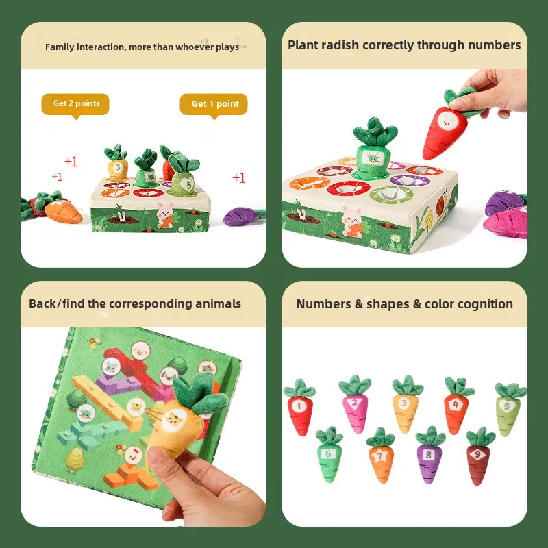 Children Pulling Carrot Puzzle Early Education Newborn Baby Toys Plush 0-1 Years Old Baby Baby Can Gnaw 6 Months 3