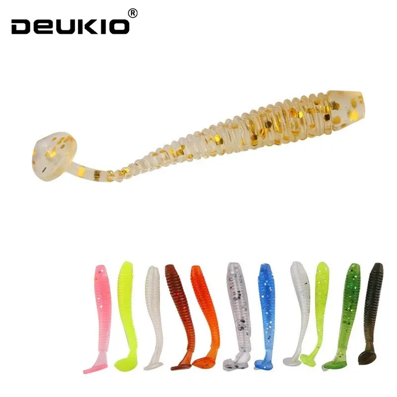 

Deukio Fishing Lures 10pcs/lot 45mm 0.7g Soft Rubber Bait Jig Wobbler Worm Carp Fishing Bait Iscas Artificial Silicone Swimbait