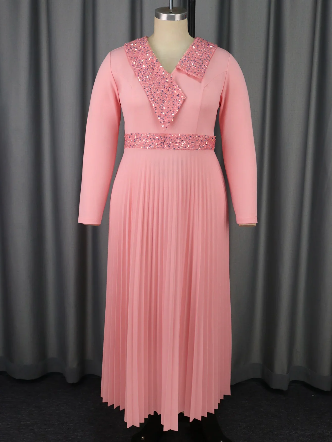 Sexy Pink Slimming Glitter Cocktail Dress V-Neck High Waist A-Line Maxi  Dress for Women Shiny Evening Gown - AliExpress