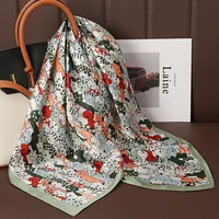 Luxury Print Satin Silk Square Scarf for Women Shawl Hijab Neckerchief Female Hair Ribbon Headband Fashion Wrap Bandana 2023 New - Image 4