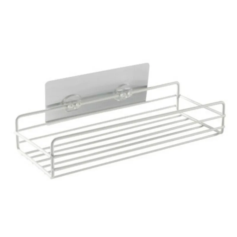 Shower Wall Shelf Punch Free Shower Shelf Black White Storage Suction Basket Storage Rack Kitchen Bathroom Accessories MJ 5