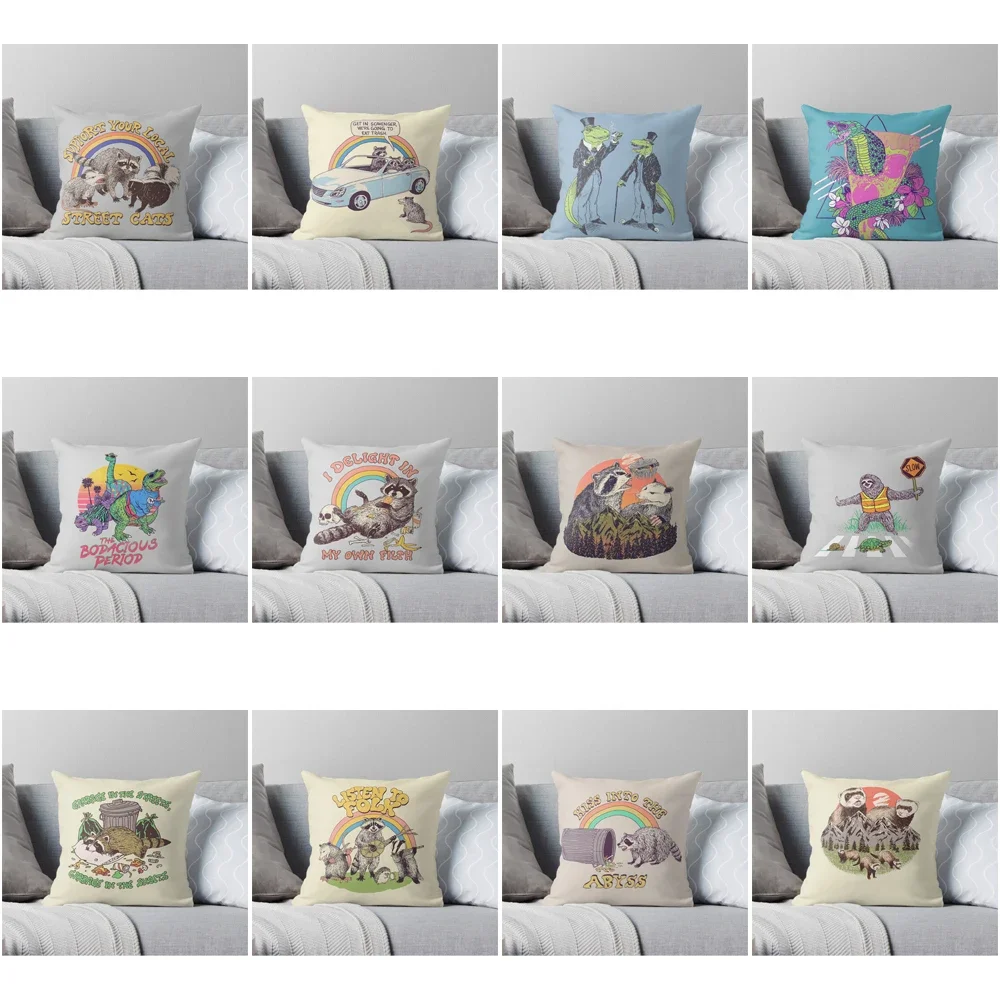 

Linen cushion cover animal pattern, cartoon fun home decor, pillow cover for bedroom, sofa cushion cover, chair, garden, car