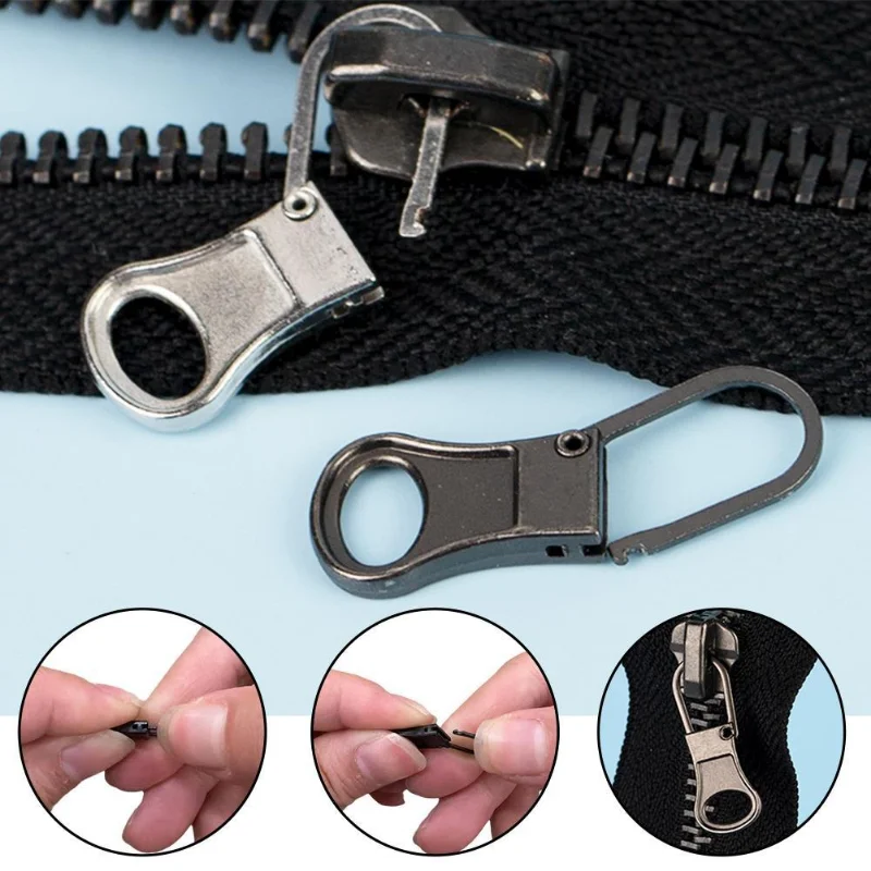 지퍼 슬라이더 헤드 분리형 금속 지퍼 풀러, 의류용 재봉 지퍼 버클, 탭 가방, 여행 가방, DIY 재봉 용품, 4 개