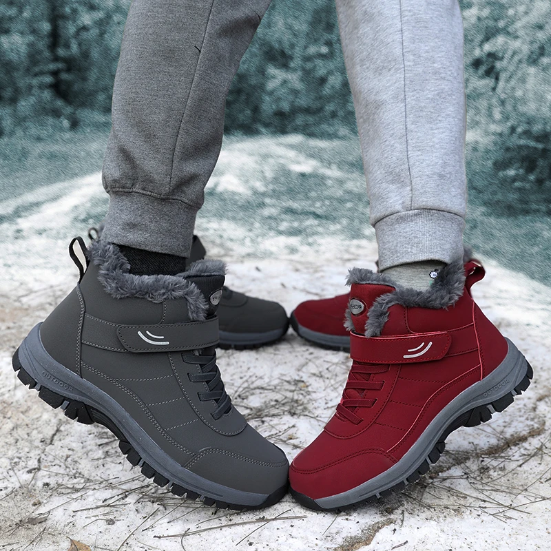 Boots Men's Women Slip On Winter Shoes For Men Waterproof Ankle Boots Winter Male Snow Botines Black Botas Femininas winter snow boots,men boots,women hiking boots