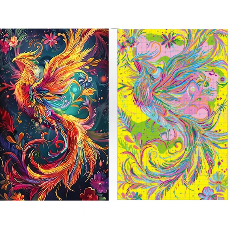 11ct 60x100cm Phoenix Embroidery DIY Chinese Style Printed Kits Cross Stitch Needlework Set Home Decor Crafts 59 Colors